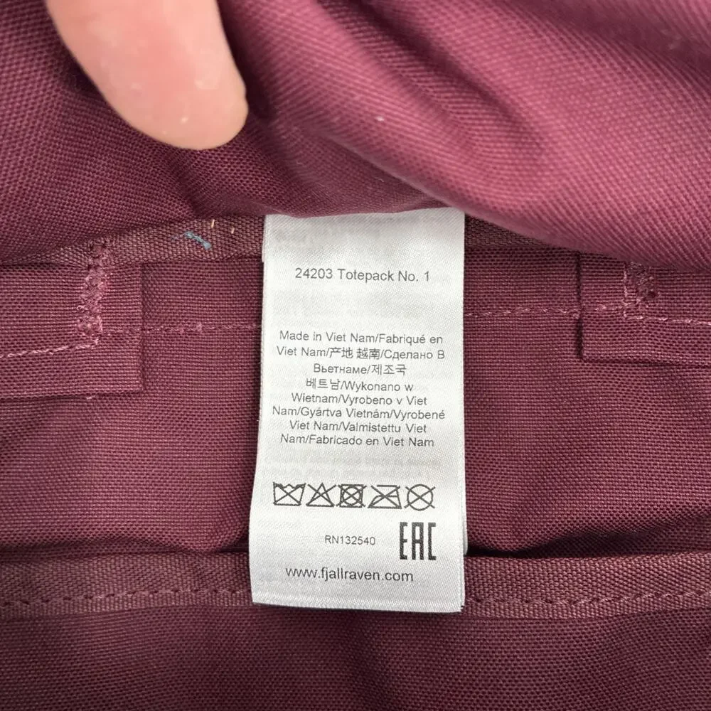 Fjallraven G-1000 Totepack No. 1 Maroon Bag Tote Shoulder Backpack Travel Zipper